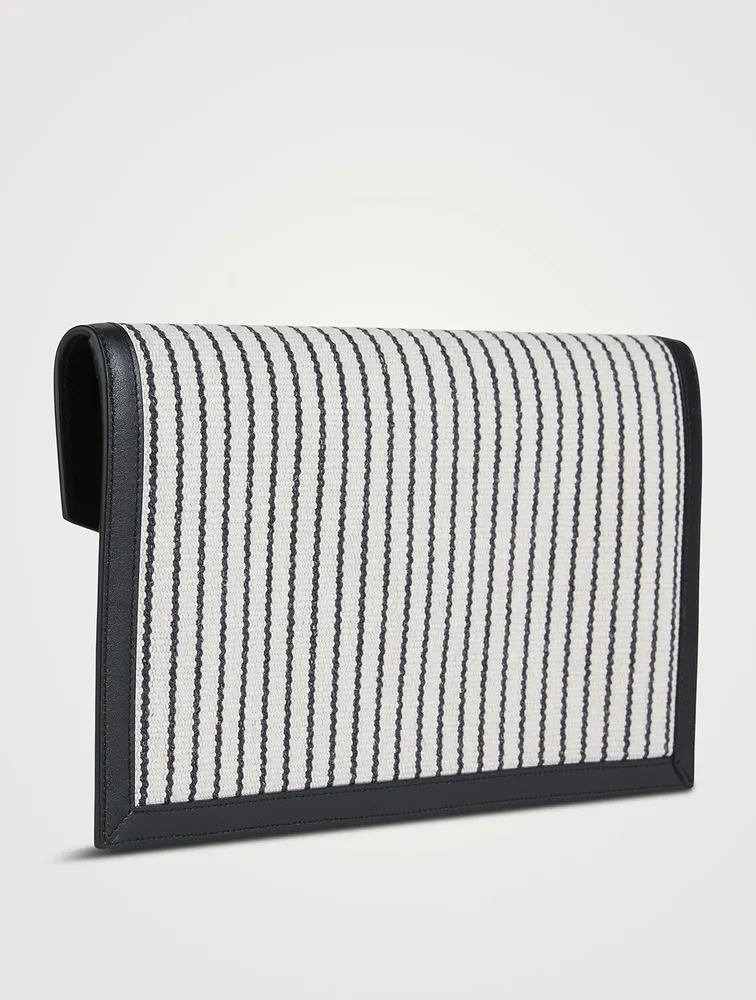 Medium Uptown Canvas Clutch In Stripe Print