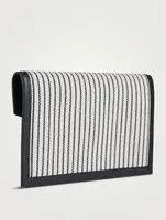 Medium Uptown Canvas Clutch In Stripe Print