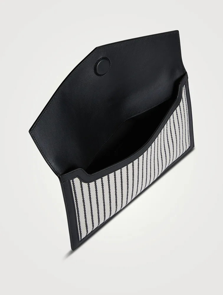 Medium Uptown Canvas Clutch In Stripe Print