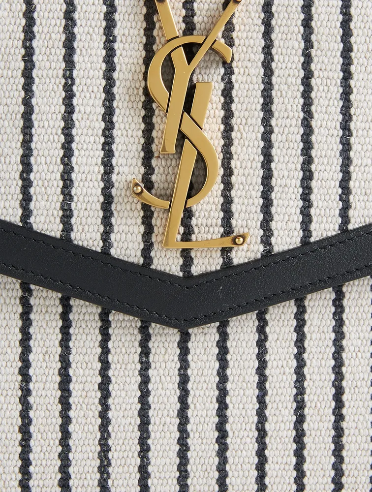 Medium Uptown Canvas Clutch In Stripe Print