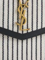 Medium Uptown Canvas Clutch In Stripe Print