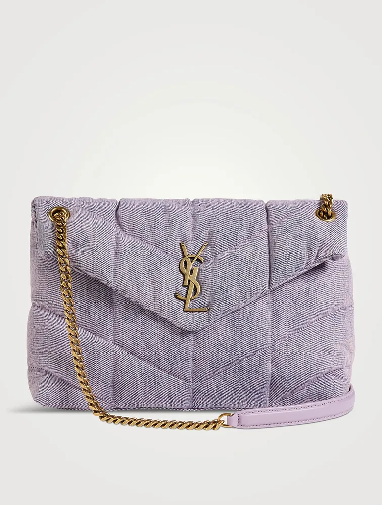 Medium Loulou Puffer YSL Monogram Denim Chain Bag