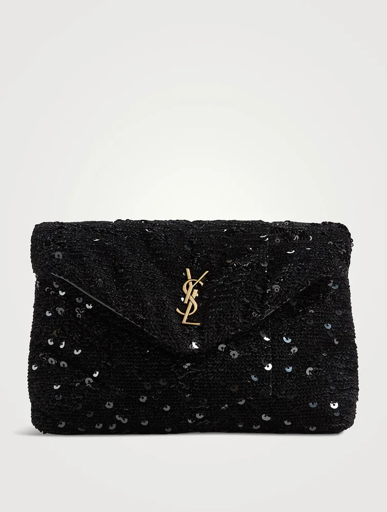 Lou Puffer Sequin Satin Clutch