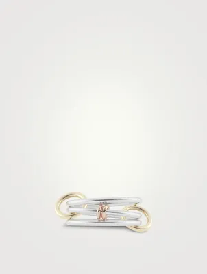 Acacia SG Sterling Silver And 18K Gold Stacked Ring With Diamonds