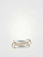 Libra SG Petite Sterling Silver And 18K Gold Stacked Ring With Diamonds