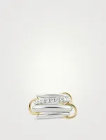 Luna SG Sterling Silver And 18K Gold Stacked Ring With Diamonds