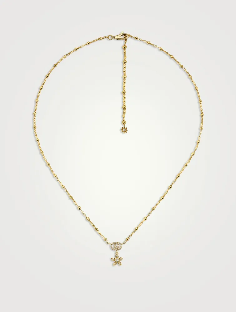 Gucci Flora 18K Gold Necklace With Diamonds