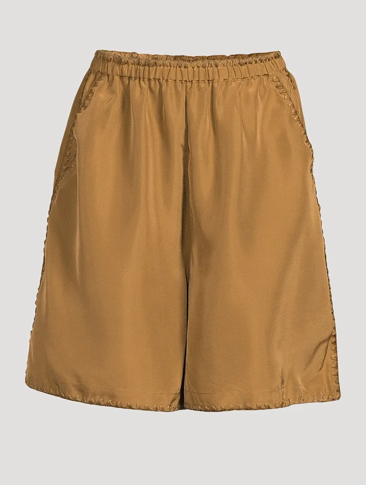 Embroidered Silk Shorts