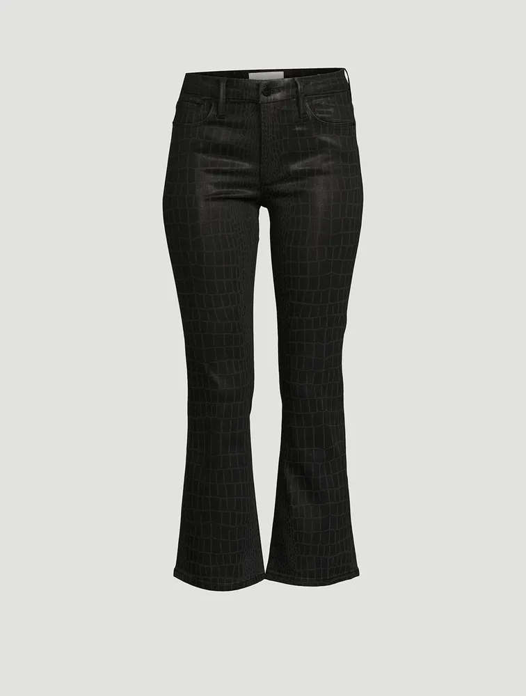 Le Crop Mini Bootcut Croc-Embossed Jeans