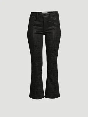 Le Crop Mini Bootcut Croc-Embossed Jeans