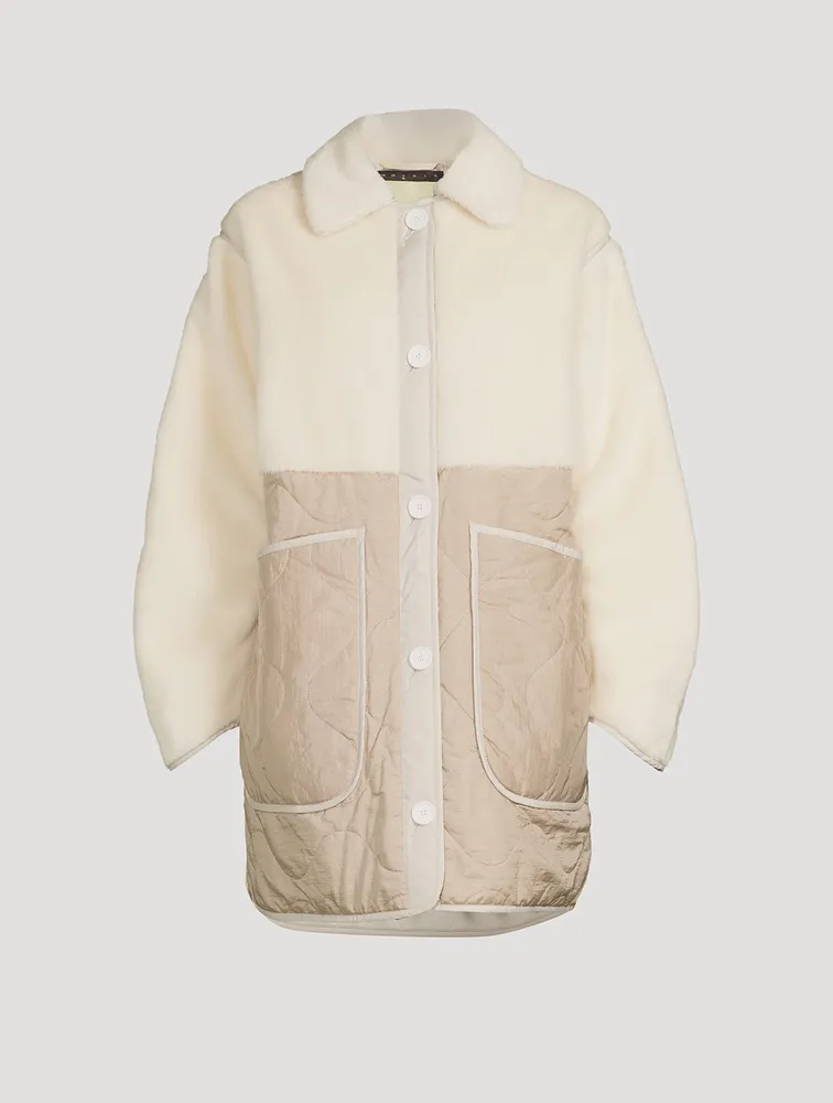 Reversible Shearling Combo Quilted Coat