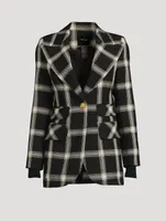 Birkin Ribbed-Cuff Blazer Plaid Print