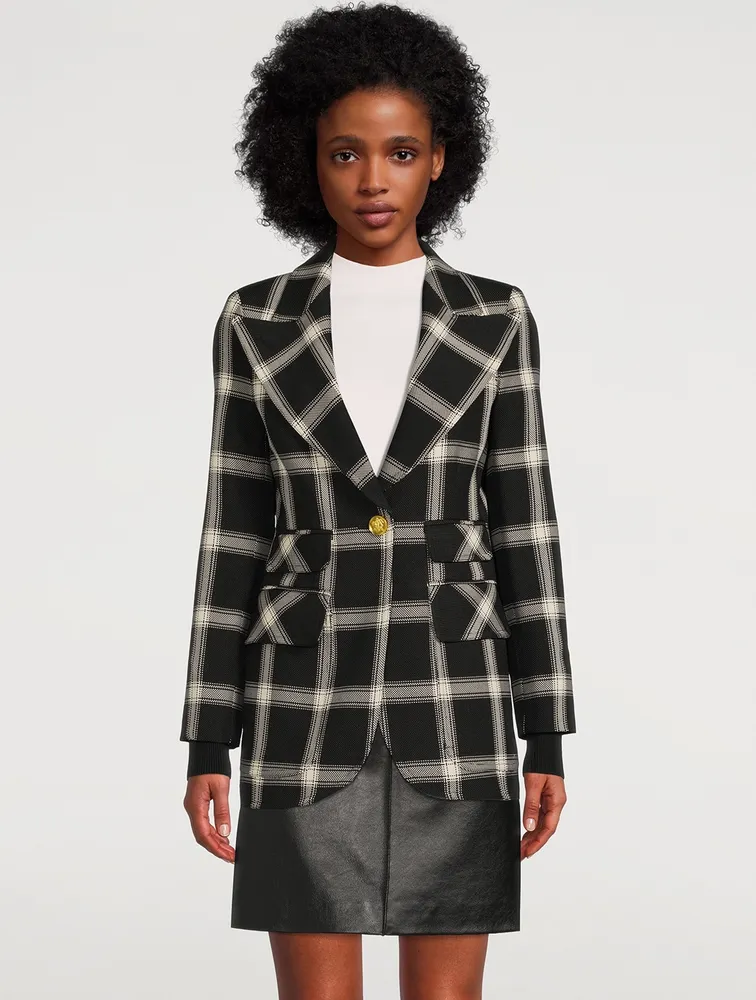 Birkin Ribbed-Cuff Blazer Plaid Print