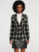 Birkin Ribbed-Cuff Blazer Plaid Print