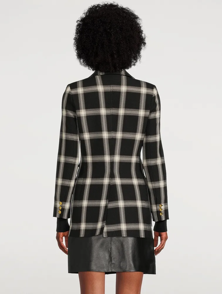 Birkin Ribbed-Cuff Blazer Plaid Print
