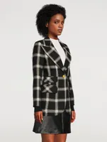 Birkin Ribbed-Cuff Blazer Plaid Print