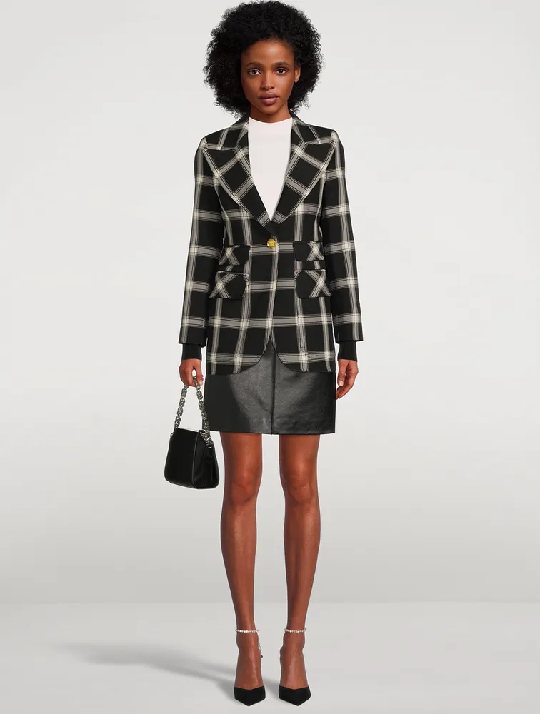 Birkin Ribbed-Cuff Blazer Plaid Print