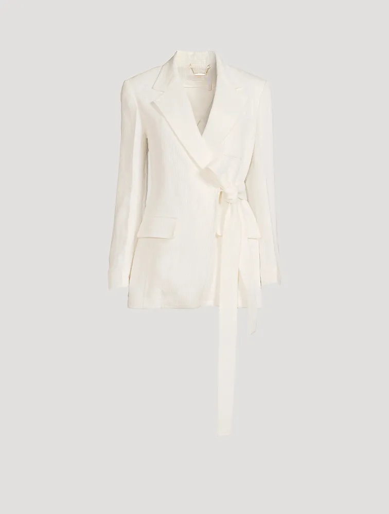 Side-Tie Linen Jacket