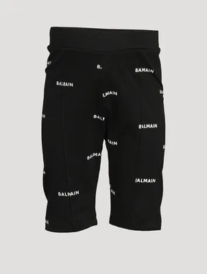 Kids Cotton Bike Shorts Logo Print