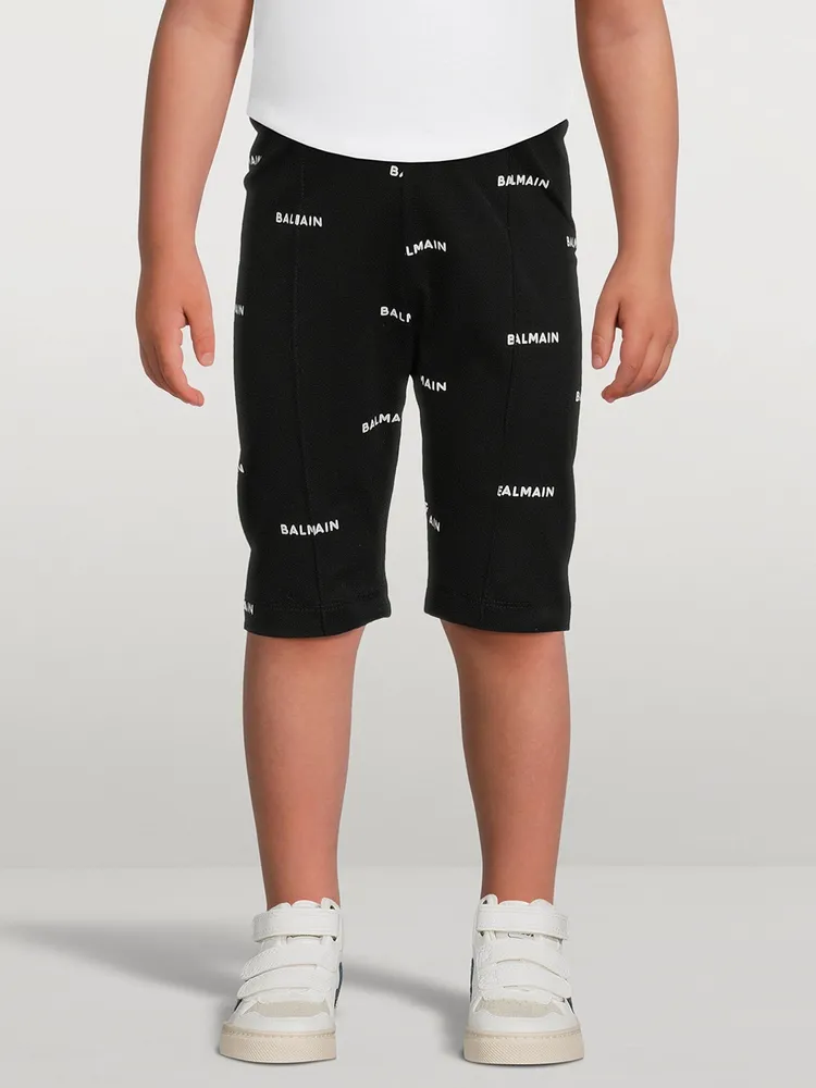 Kids Cotton Bike Shorts Logo Print