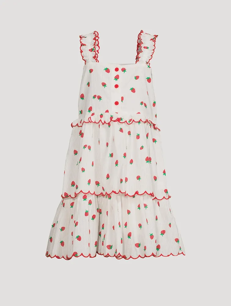 Cotton Sleeveless Dress Strawberry Print
