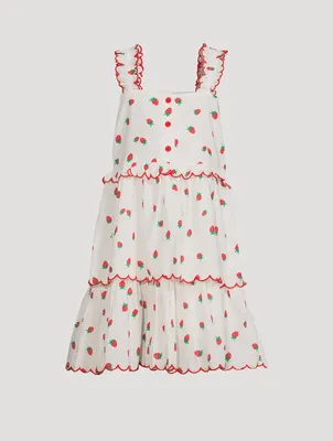 Cotton Sleeveless Dress Strawberry Print