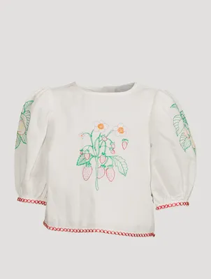 Linen And Cotton Short-Sleeve Top