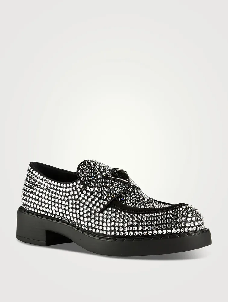 Satin Loafers With Crystals