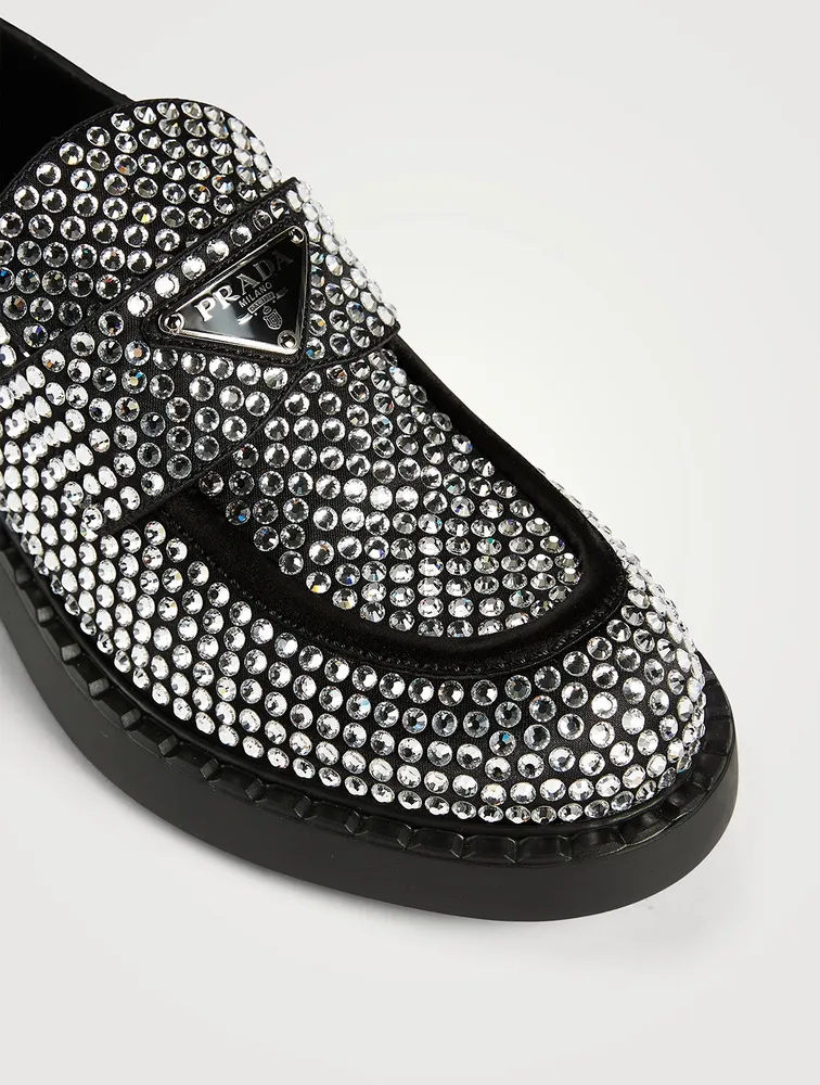 Satin Loafers With Crystals