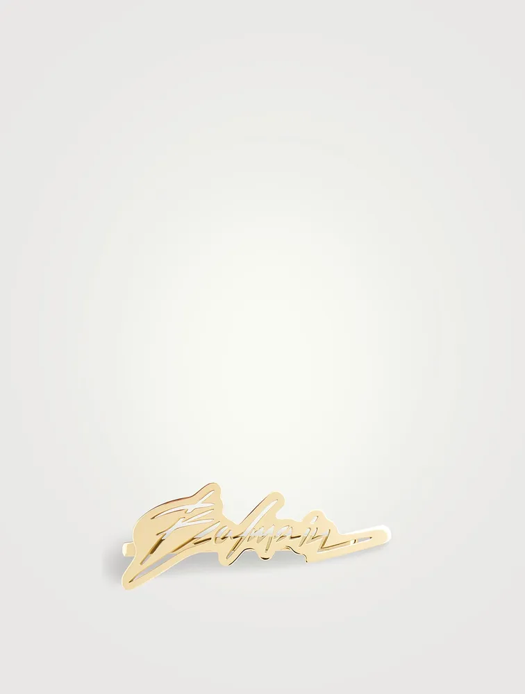 18K Gold Plated Logo Hair Slide