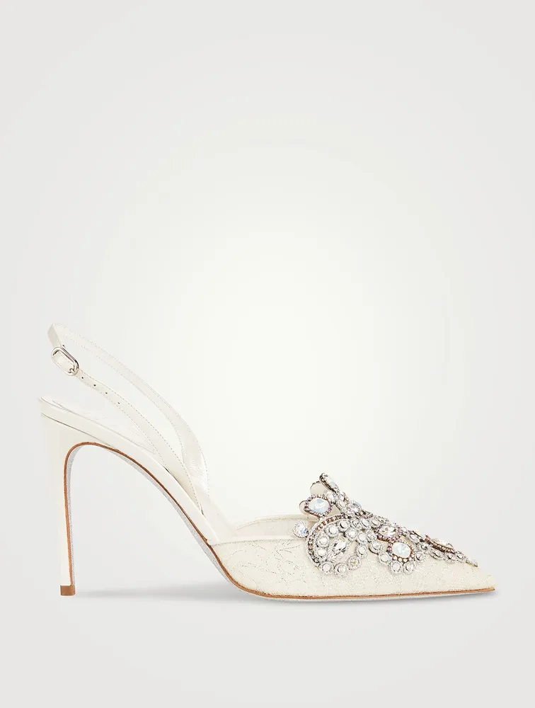 Veneziana Crystal Lace Slingback Pumps