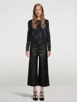 High-Rise Wide-Leg Cropped Leather Trousers