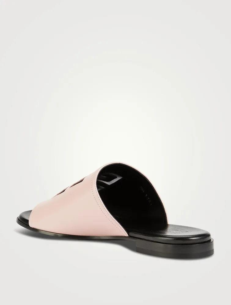 4G Cut-Out Leather Slide Sandals