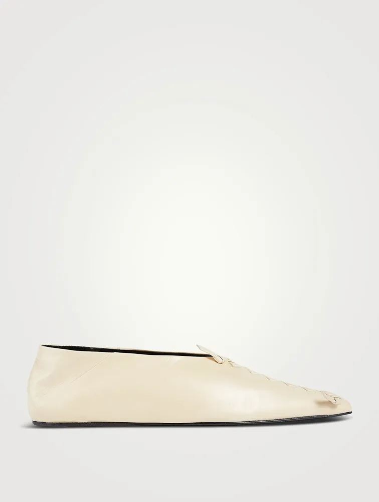 Whipstitched Leather Ballet Flats