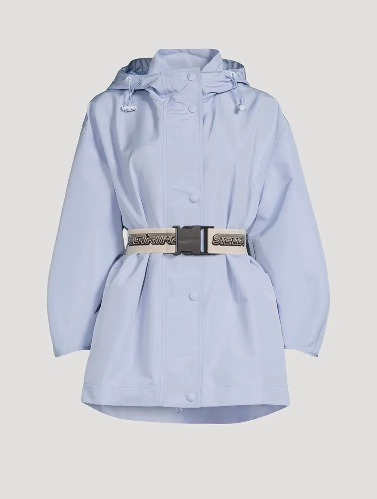Hooded Anorak With Logo Belt
