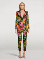 Turlington Mikado Stretch-Silk Blazer Bouquet Print