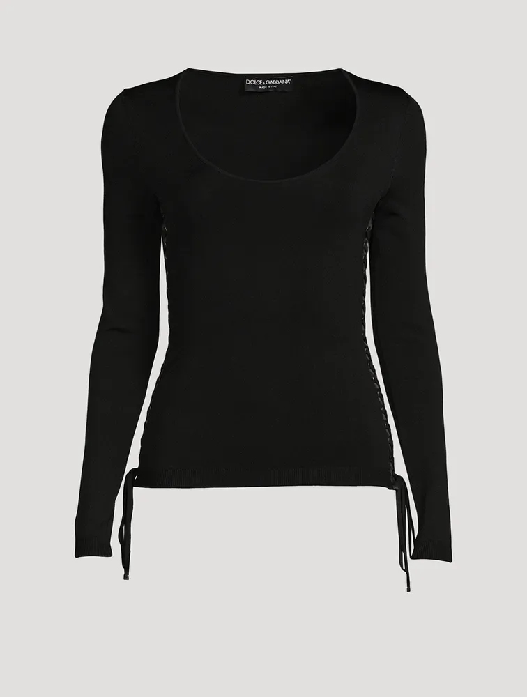 Scoopneck Sweater With Corset Detail