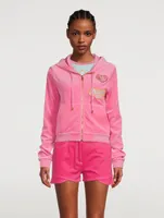 Balmain x Barbie Cropped Velvet Hoodie