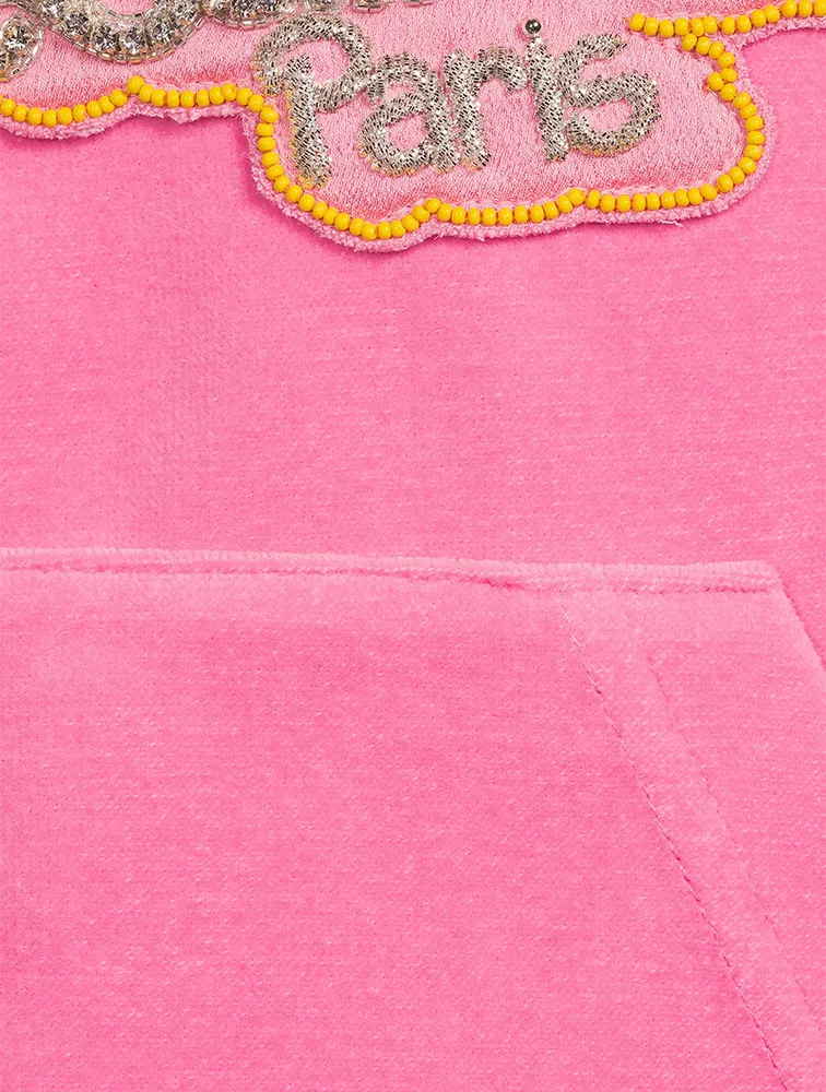 Balmain x Barbie Cropped Velvet Hoodie