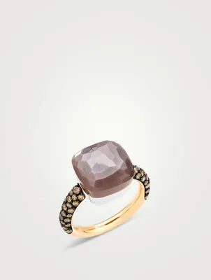 Nudo 18K White And Rose Gold Ring With Moonstone And Diamonds