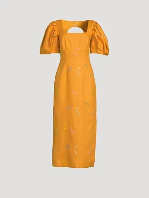 Sundance Puff-Sleeve Midi Dress