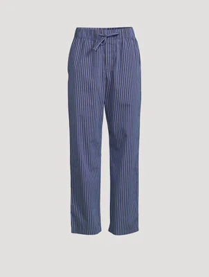 Organic Cotton Poplin Pajama Pants Stripe Print