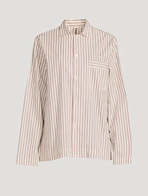 Organic Cotton Poplin Pajama Shirt Stripe Print