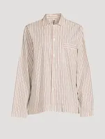 Organic Cotton Poplin Pajama Shirt Stripe Print