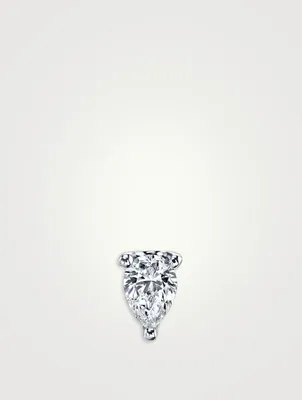 18K White Gold Pear Diamond Stud Earring
