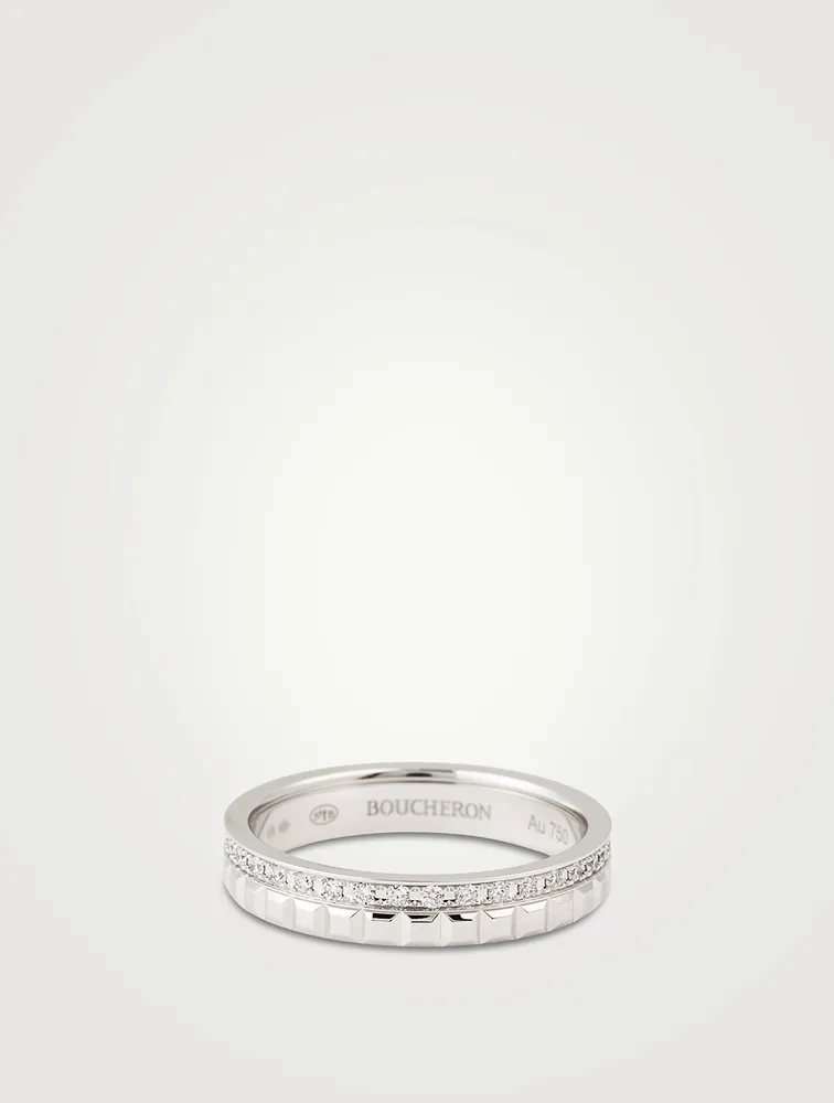 Radiant Edition Quatre Clou de Paris White Gold Wedding Band With Diamonds