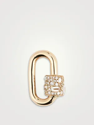 14K Gold Stoned Chubby Medium Lock With Diamonds