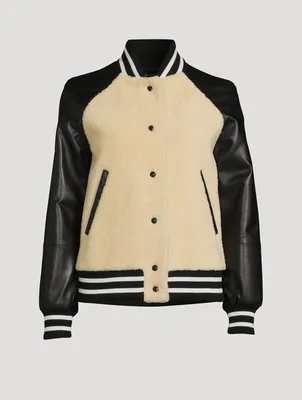 Shearling And Leather Bomber Jacket
