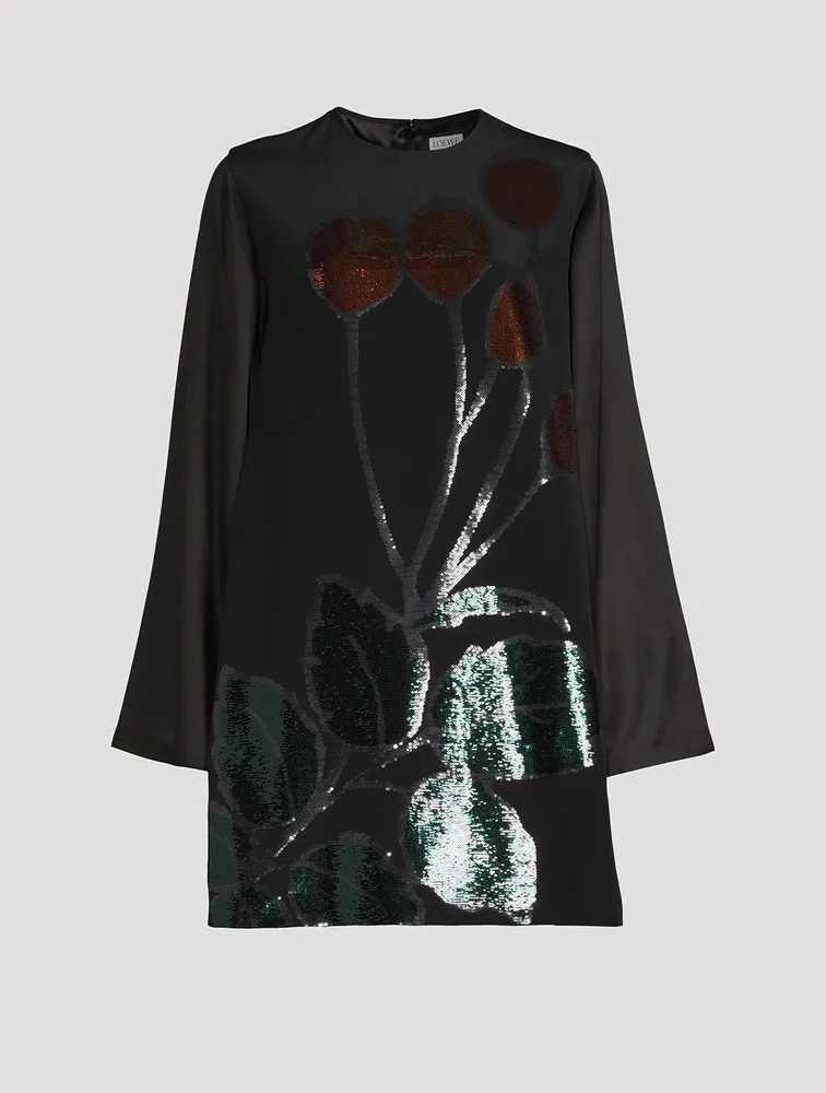 Embroidered Silk Mini Dress