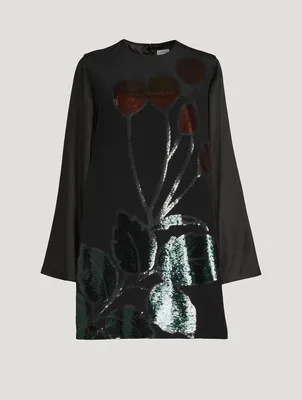 Embroidered Silk Mini Dress